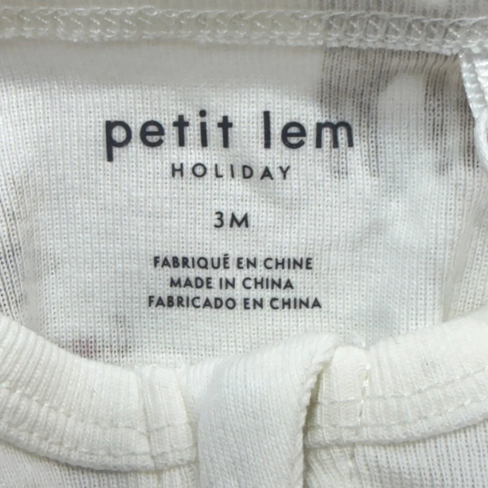 Petit Lem Holiday Reindeer 2-Way Zip Footed Sleeper Unisex 3M Off White
